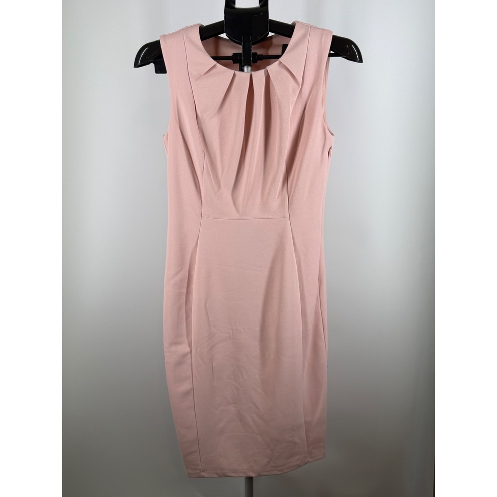 Stella & Julie Blush Pink Pleated Neck Sleeveless Sheath Dress Size 8